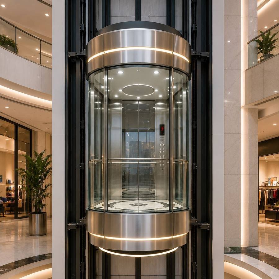 Panoramic glass capsule elevator doors